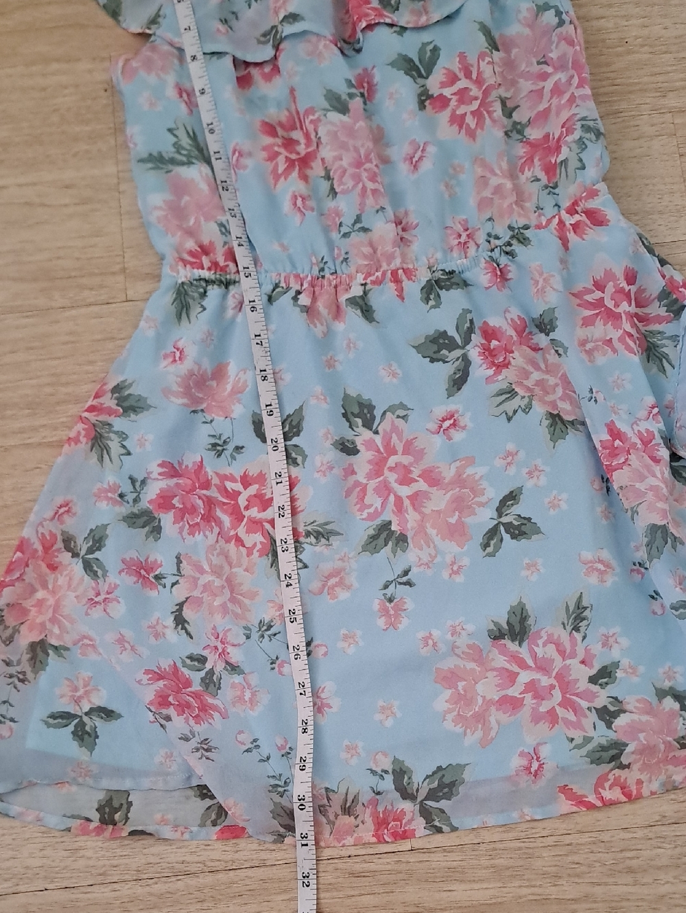 Place Light Blue Floral Ruffle-Sleeve Dress - Picture 7 of 7